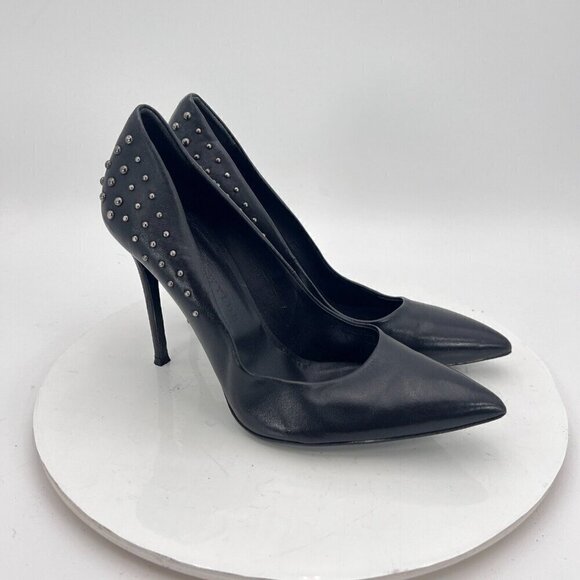 Thomas Wylde Women Size EU 40 US 9 Black Studded Leather Classic Stiletto Heels - Picture 4 of 16